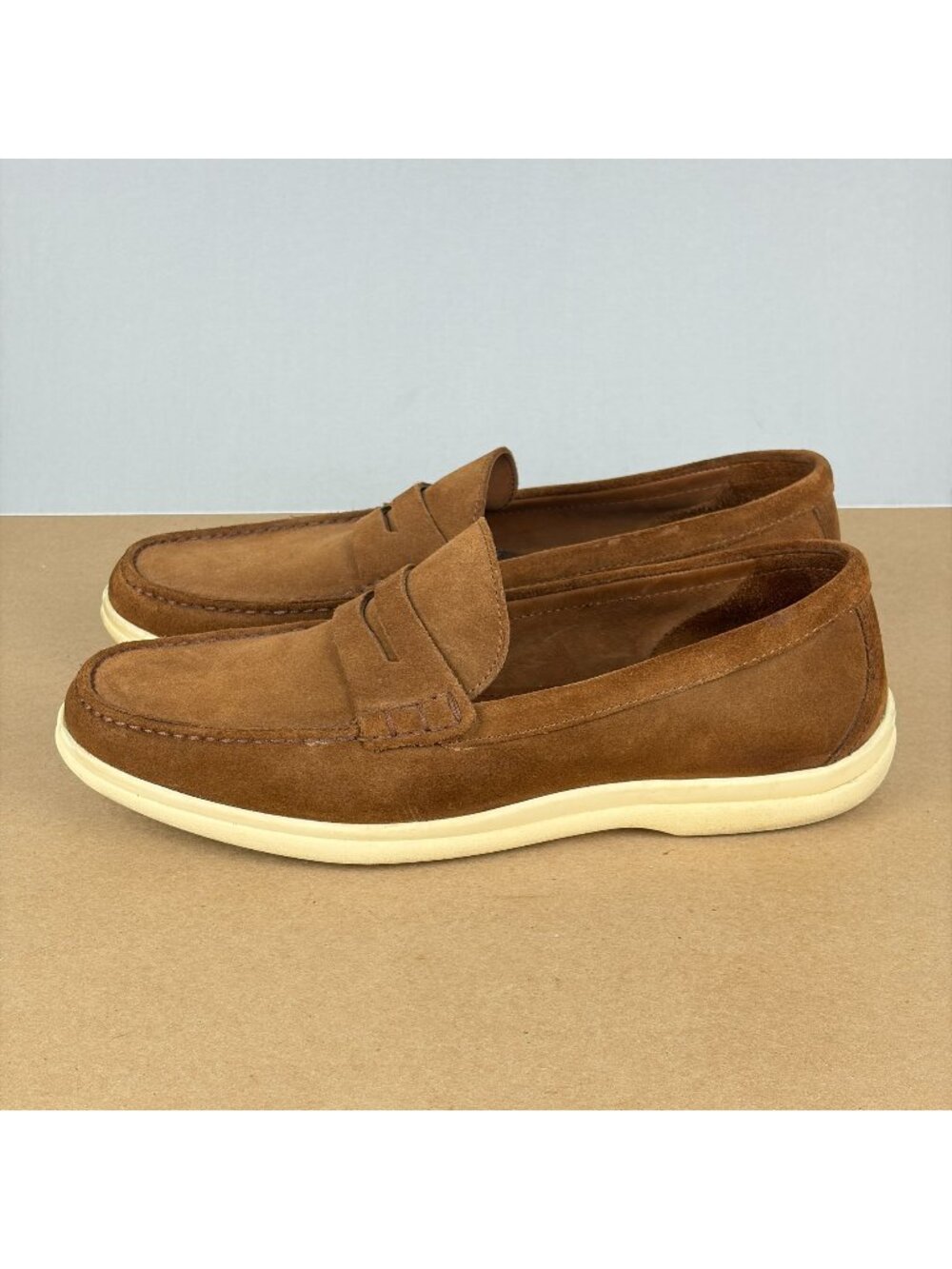 Johnston & Murphy Collection Suede Penny Loafers Mens 11.5 Tan Slip On Casual
